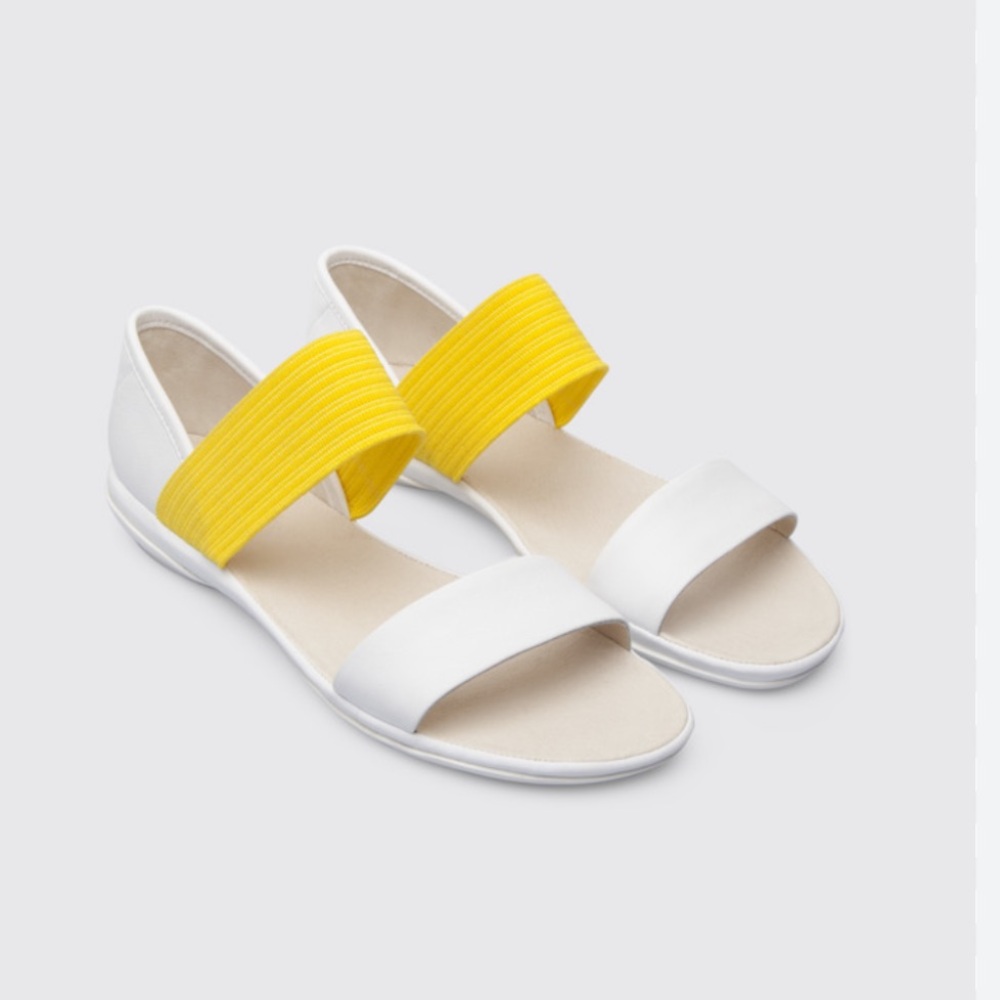 Camper White and Yellow Women's Sandals